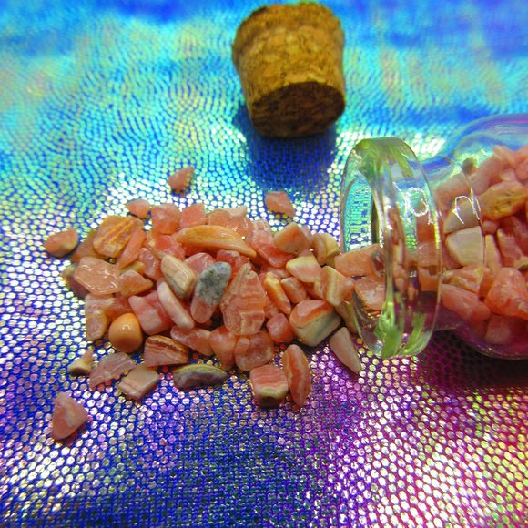 Rhodochrosite Gemstone Chips In A Bottle Embellishments Natural Semi Precious - Picture 1 of 3